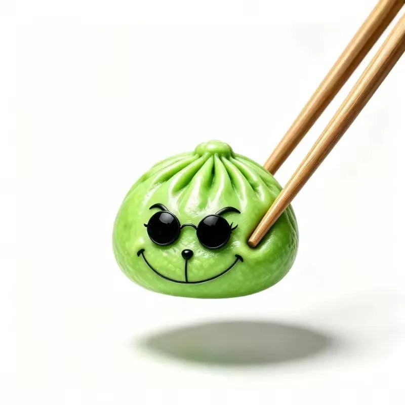 Glitter Green Dumpling Squeeze Toy with Steamer, 8.5cm Soft Bun Squishy, Stress Relief Toy, Random Color, Christmas Gift
