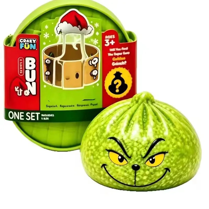 Glitter Green Dumpling Squeeze Toy with Steamer, 8.5cm Soft Bun Squishy, Stress Relief Toy, Random Color, Christmas Gift