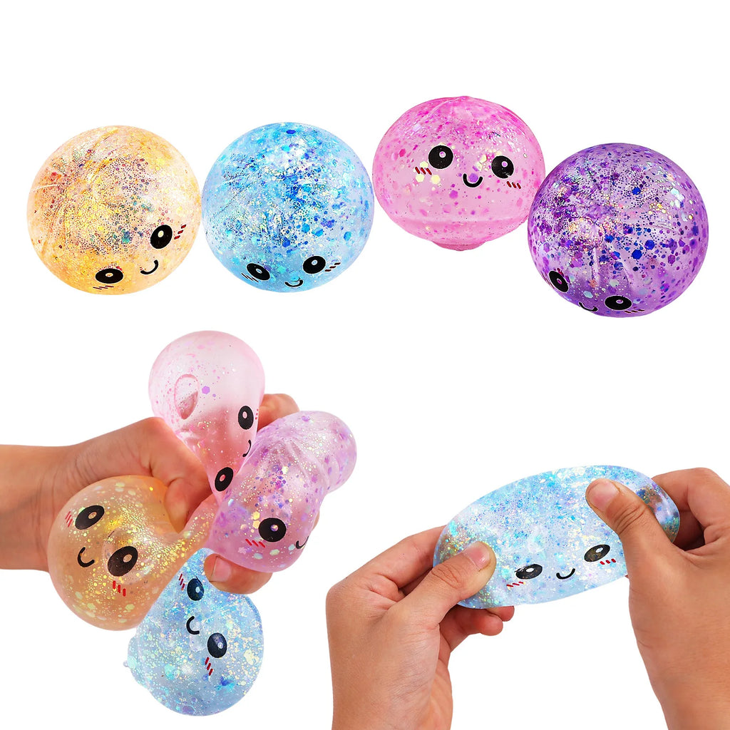 Hot Glitter Dumpling Squishy Maltose Series with Box Dumplings Sensory Squeeze Toy for Stress Relief Random Color