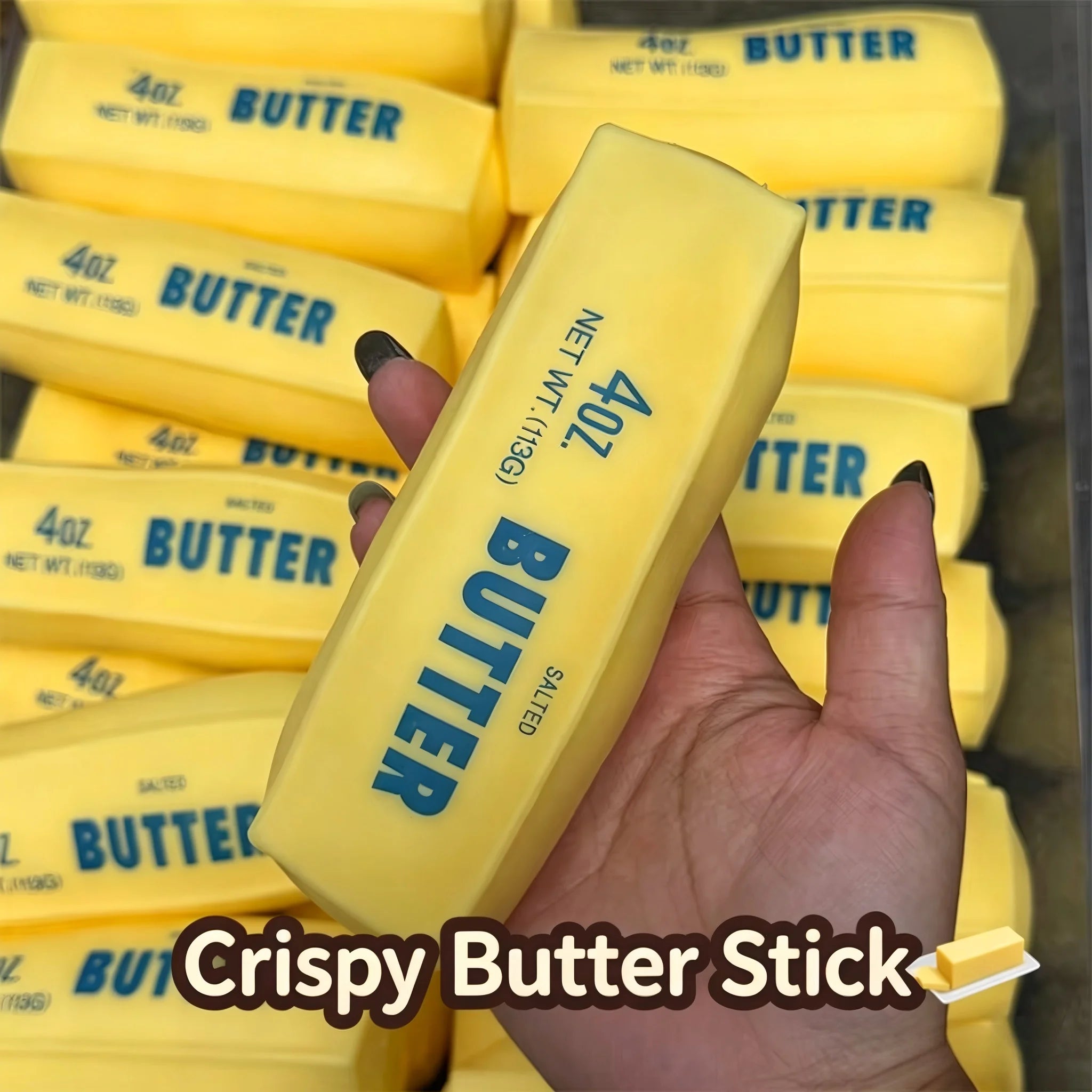 Butter Stick Squishy Stress Ball ADHD Fidget Toy Crunchy Squeeze Toy Round Blocks Filled ASMR Anti Stress Release Hand Gift Toy