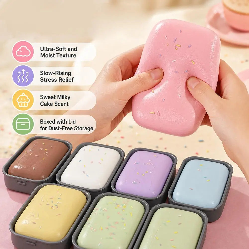 Soft PU Squeeshy Toy Stress Relieve Toy Butter Ice Cream Box Squishy Fidget Toy Anti Stress Sticky Box Cake Squishy Toy