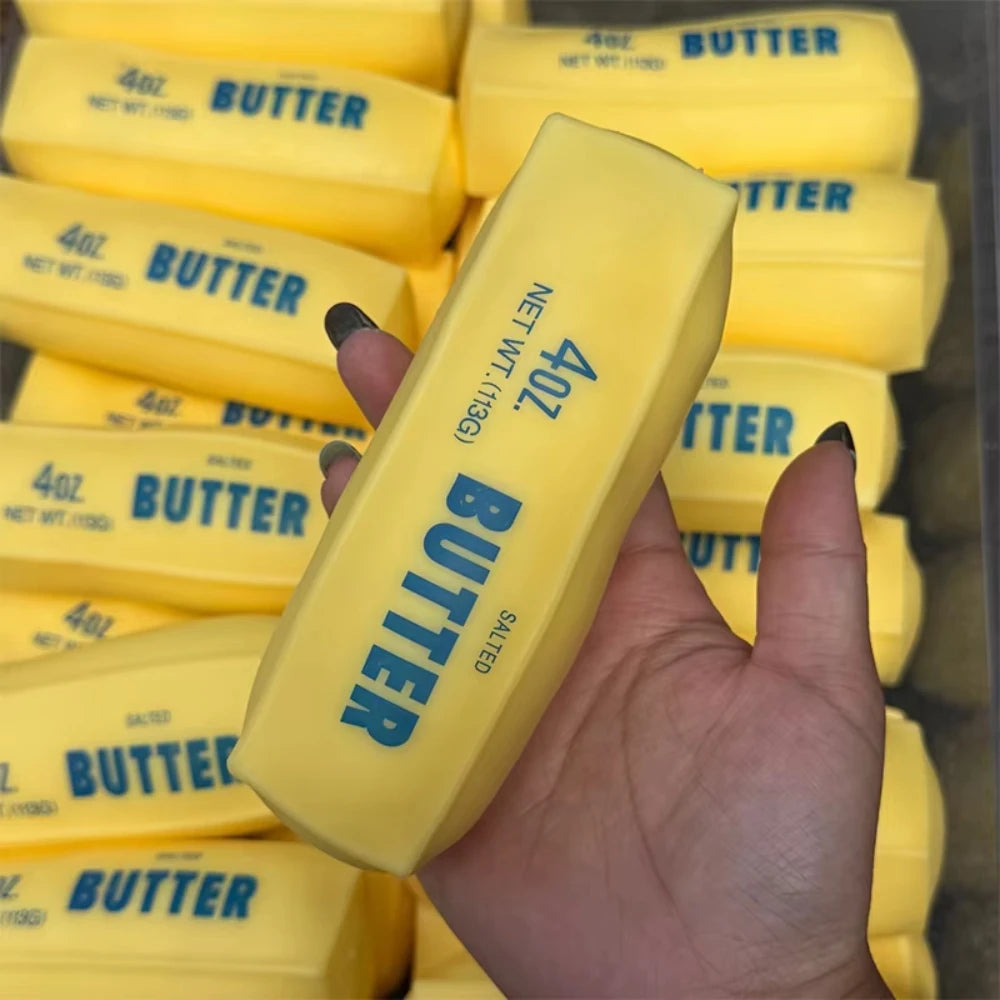 Butter Stick Squishy Stress Ball ADHD Fidget Toy Crunchy Squeeze Toy Round Blocks Filled ASMR Anti Stress Release Hand Gift Toy