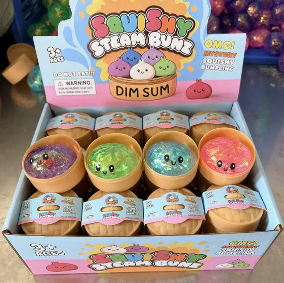 Hot Glitter Dumpling Squishy Maltose Series with Box Dumplings Sensory Squeeze Toy for Stress Relief Random Color