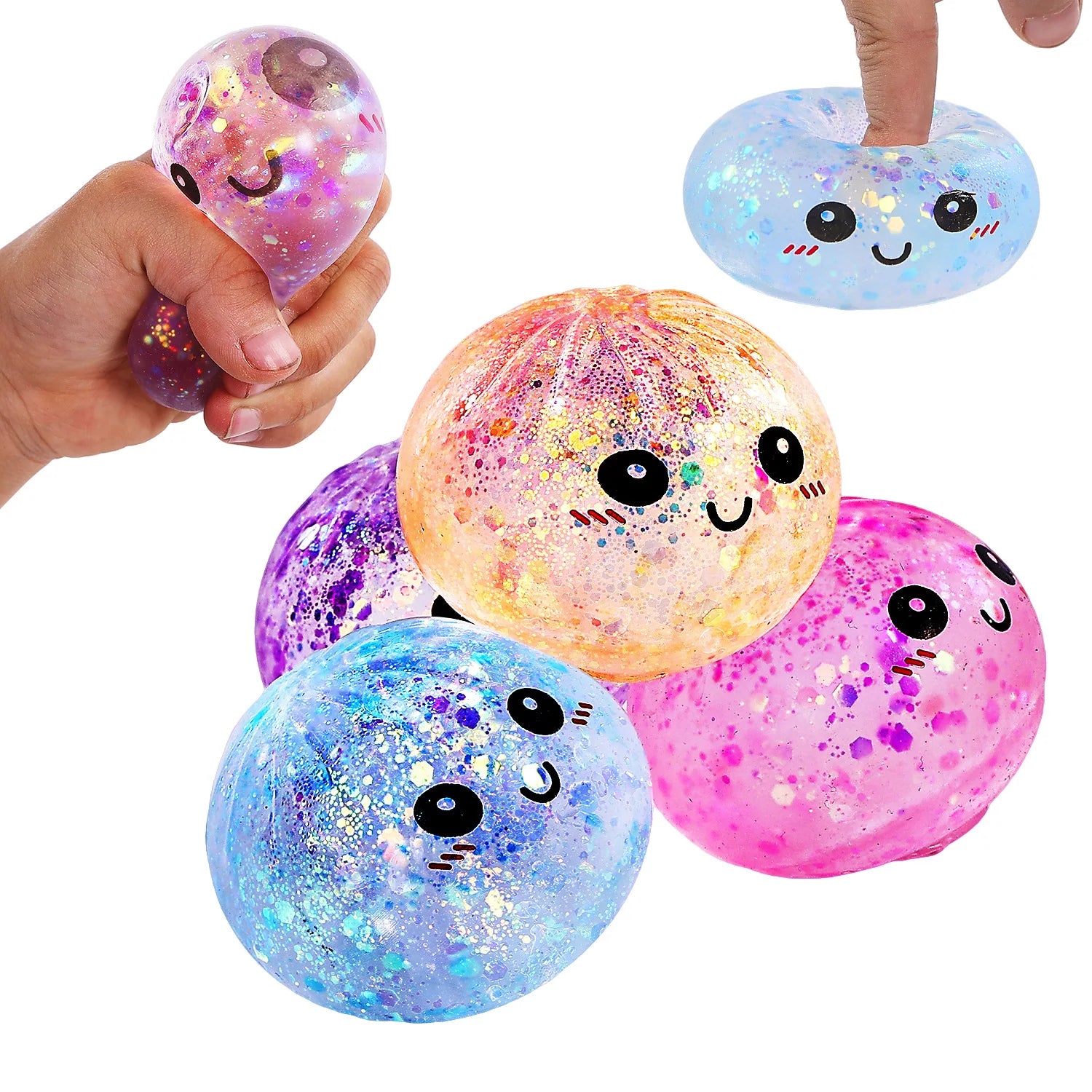 Hot Glitter Dumpling Squishy Maltose Series with Box Dumplings Sensory Squeeze Toy for Stress Relief Random Color