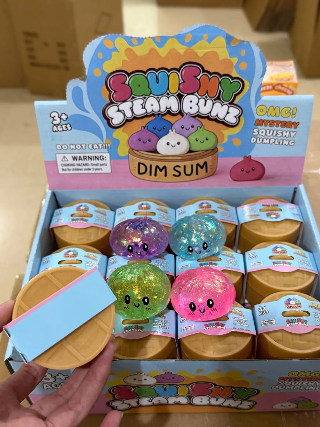 Hot Glitter Dumpling Squishy Maltose Series with Box Dumplings Sensory Squeeze Toy for Stress Relief Random Color