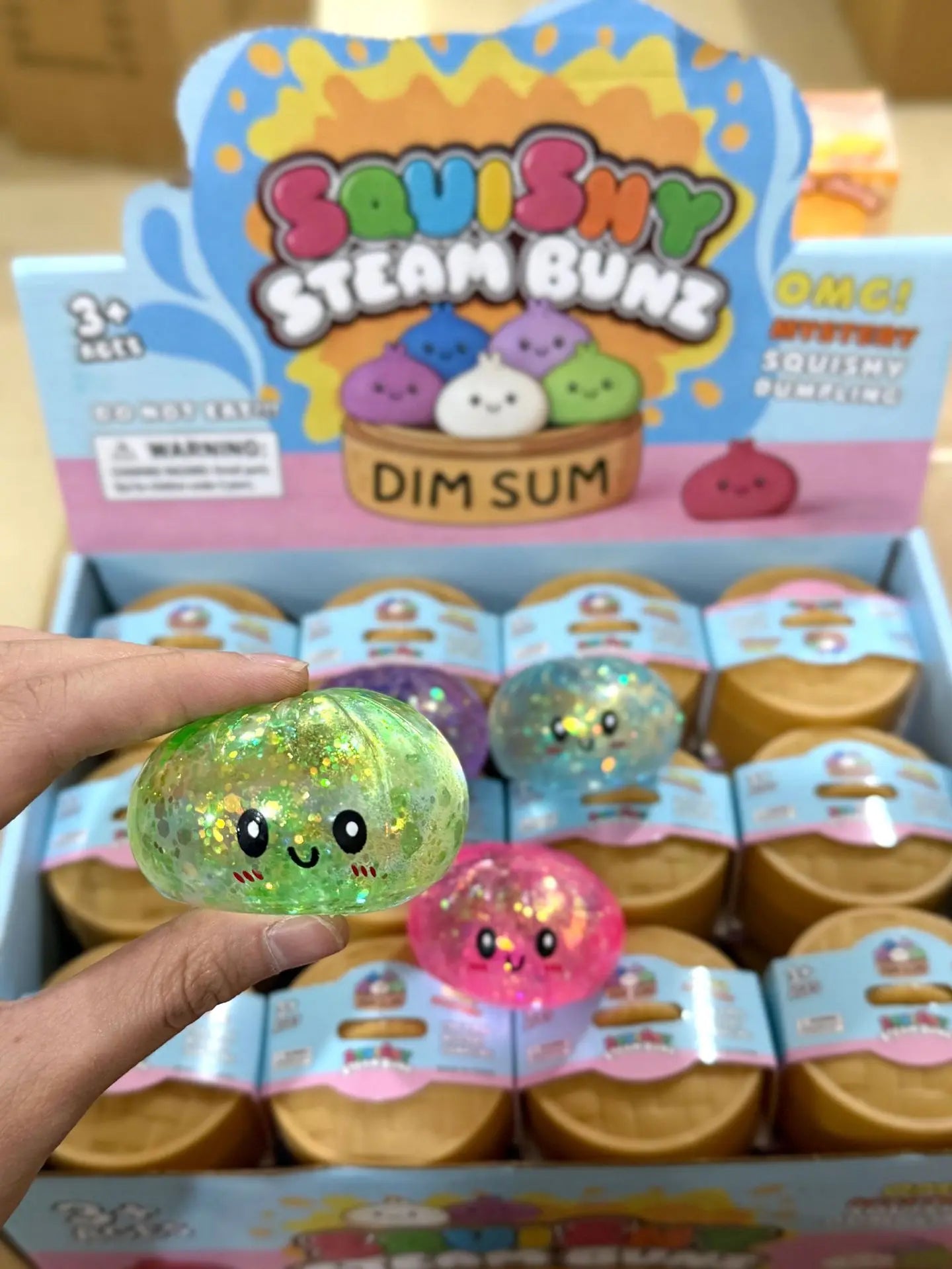 Hot Glitter Dumpling Squishy Maltose Series with Box Dumplings Sensory Squeeze Toy for Stress Relief Random Color