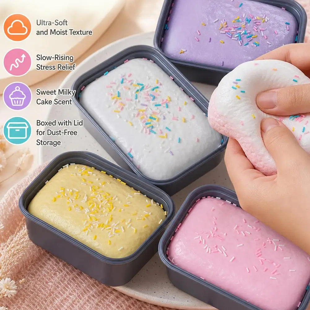 Soft PU Squeeshy Toy Stress Relieve Toy Butter Ice Cream Box Squishy Fidget Toy Anti Stress Sticky Box Cake Squishy Toy