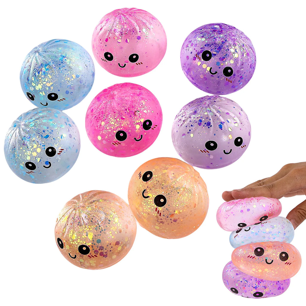 Hot Glitter Dumpling Squishy Maltose Series with Box Dumplings Sensory Squeeze Toy for Stress Relief Random Color