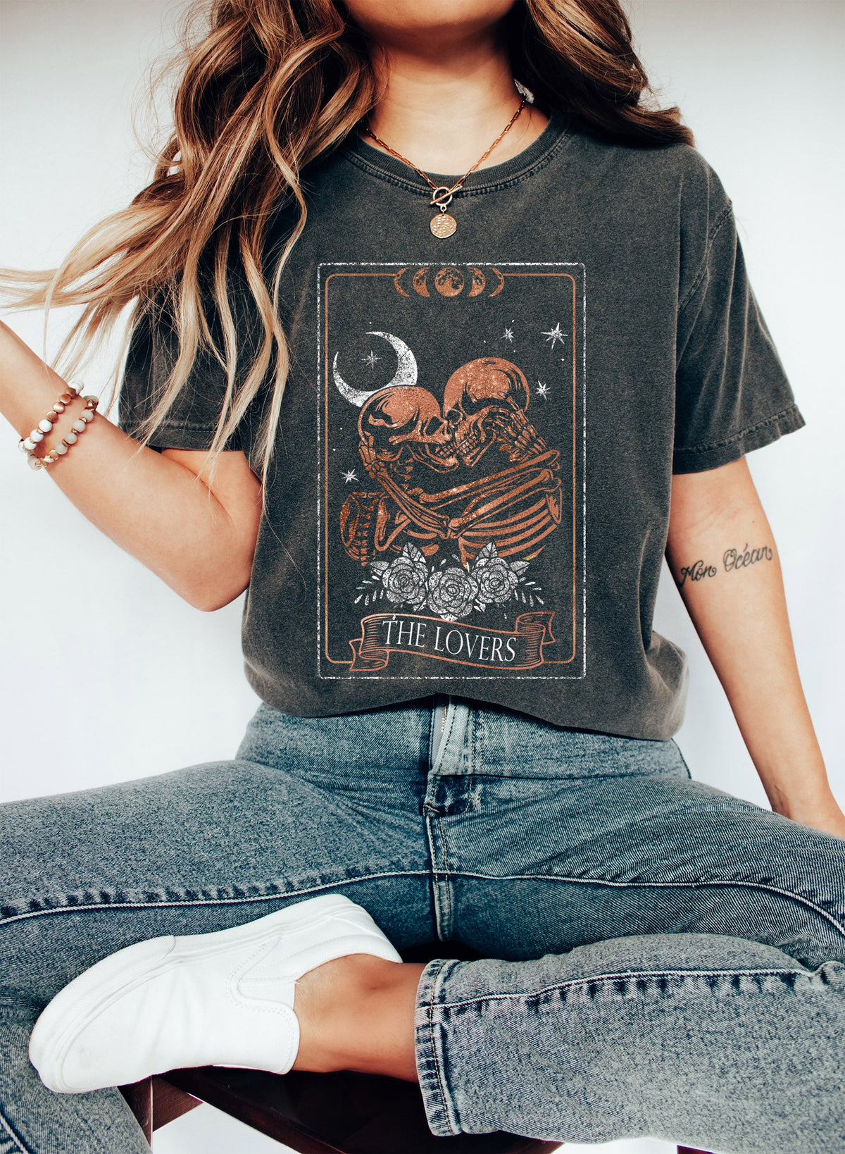 The Lovers Celestial Vintage Tarot Card Comfort Colors Tee